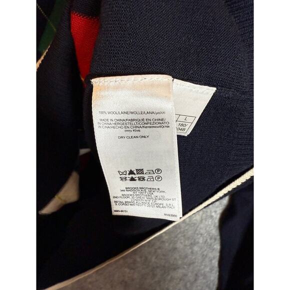 Brooks Brothers Saxxon Wool Blue Argyle V-Neck Soft Sweater - Large - Picture 5 of 7